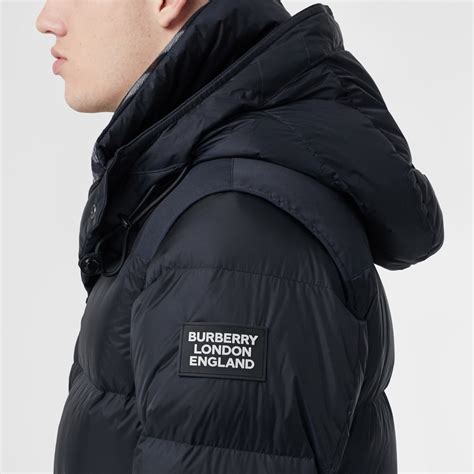 burberry detachable sleeve hooded puffer jacket|burberry puffer jacket men.